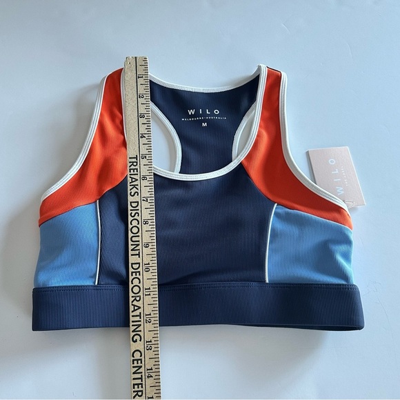 NWT WILO THE LABEL 2 Piece Ribbed Racer Panel Bra Legging Set Navy Orange Sz M - Picture 6 of 10